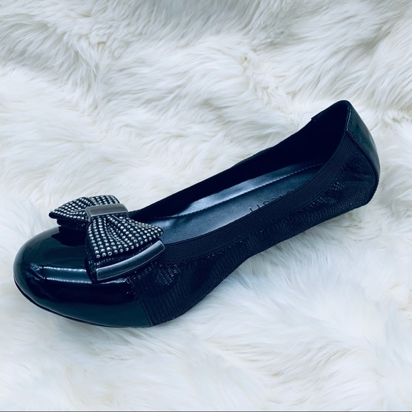 Karen Scott Roza Bow Ballet Flats Black PU/Fabric - Picture 4 of 13